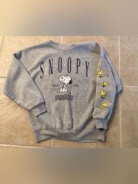Peanuts Snoopy And Woodstock Since 1950 Graphic Oversized Pullover  Sz S - NWOT
